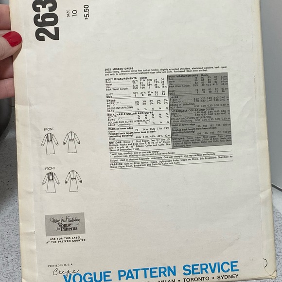 Vintage Vogue Sewing Pattern American Designer Diane von Furstenberg dress sz 10 - Picture 5 of 6